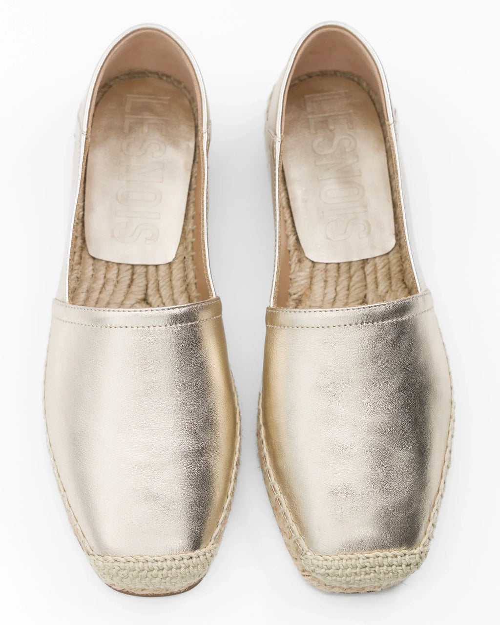 Scarpe da donna in pelle dorata con suola intrecciata, stile espadrille elegante e comodo
